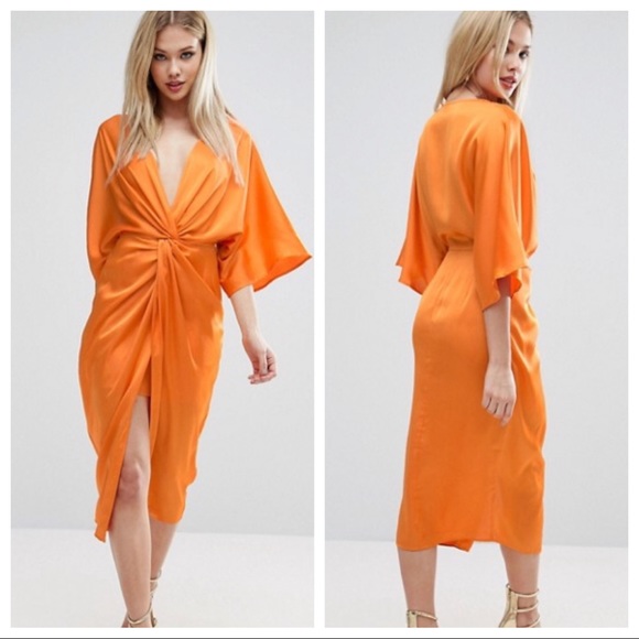 orange kimono dress